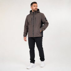 Куртка двусторонняя M.a.d.i.s.s. мужская с капюшоном на холлофайбере,Коричневый, 4XL