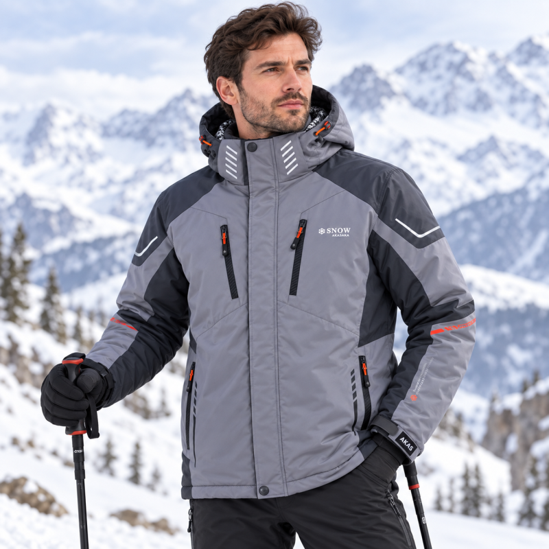 Термокуртка зимняя Snow мужская M-3XL мембранная Omni-Heat,XL, Серый