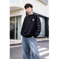 Світшот для хлопчика oversize LEB підлітковий щільний без капюшона з принтом, Темно-синій, 164