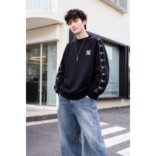 Світшот для хлопчика oversize LEB підлітковий щільний без капюшона з принтом, Темно-синій, 164