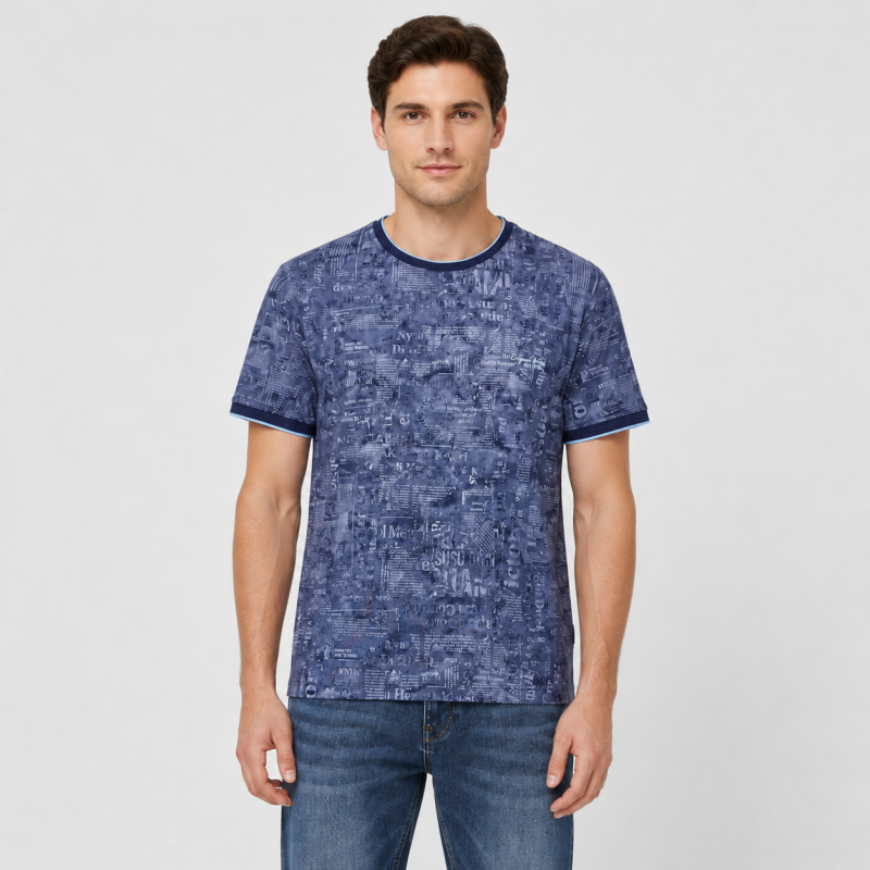Футболка чоловіча Red-Down 2XL-5XL - великі розміри, 95% бавовна 5% еластан,XXL,Синій