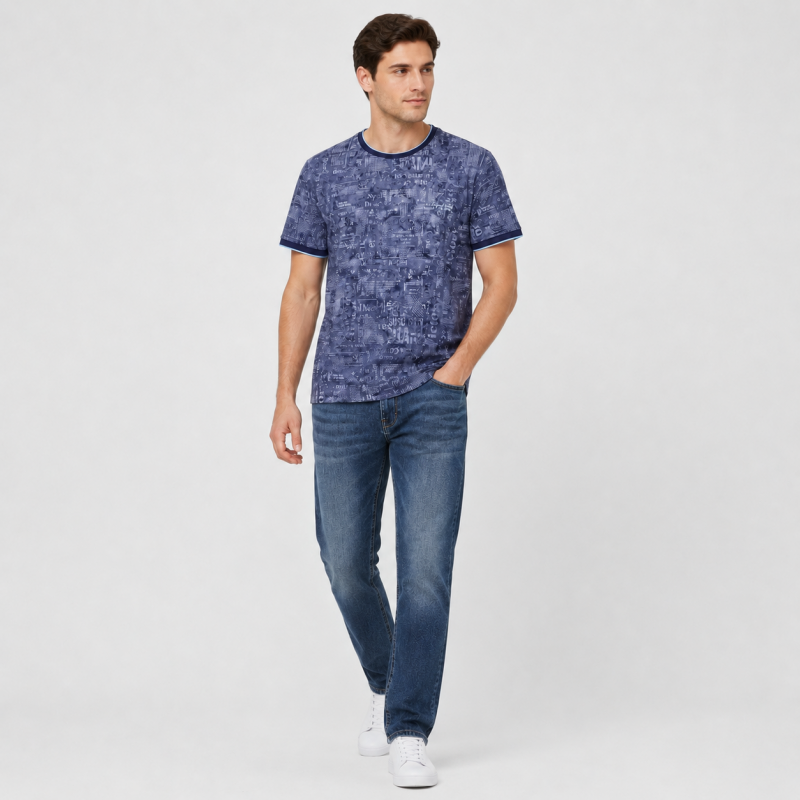 Футболка чоловіча Red-Down 2XL-5XL - великі розміри, 95% бавовна 5% еластан,XXL,Синій