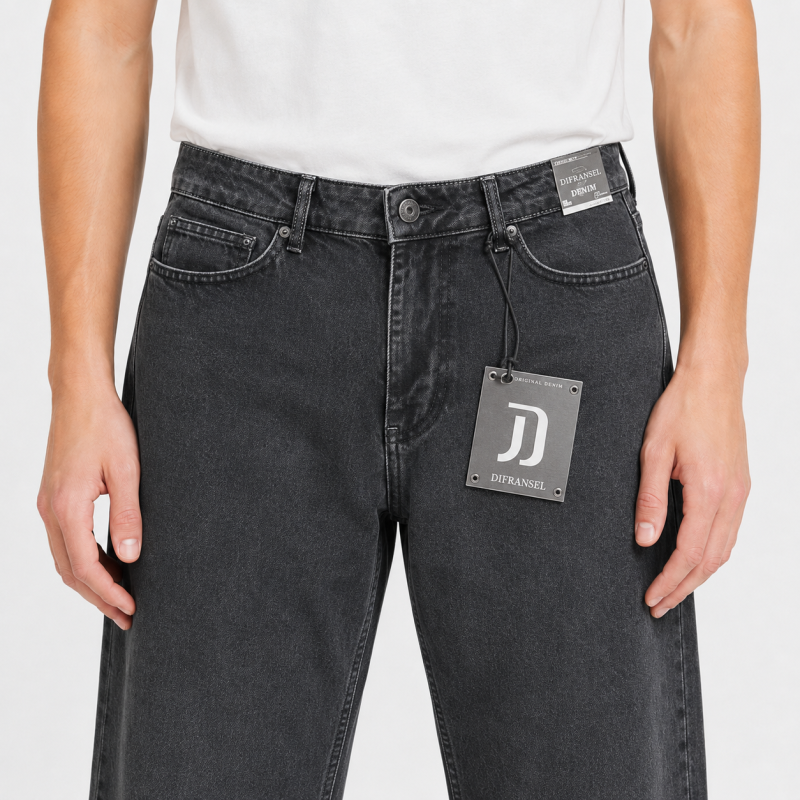 Джинсы широкие Difransel baggy мужские 100% коттон,32   Графитовый винтаж