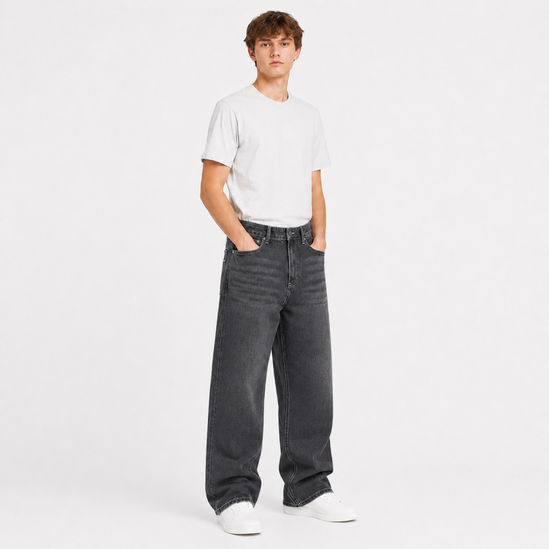Джинсы широкие Difransel baggy мужские 100% коттон,32   Графитовый винтаж