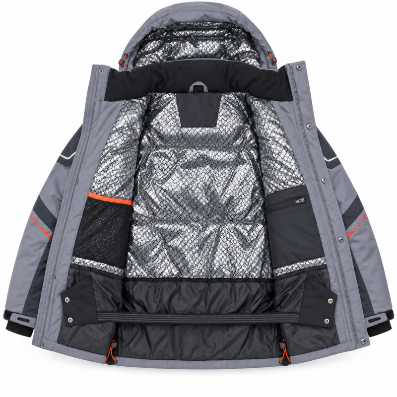 Термокуртка зимняя Snow мужская M-3XL мембранная Omni-Heat,XXXL, Серый