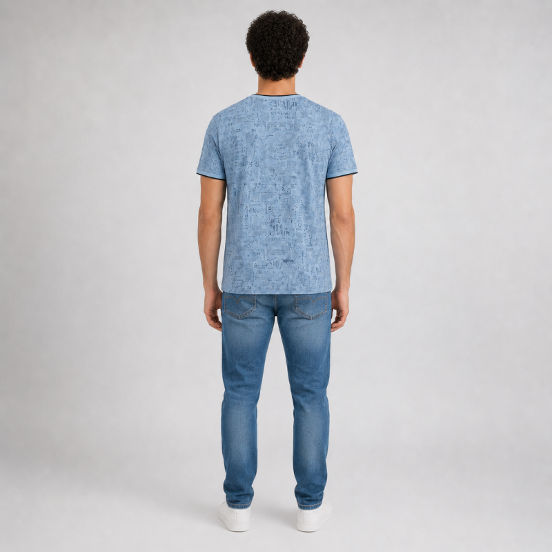 Футболка чоловіча Red-Down 2XL-5XL - великі розміри, 95% бавовна 5% еластан,4XL,Пильно-блакитний