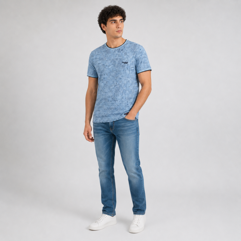 Футболка чоловіча Red-Down 2XL-5XL - великі розміри, 95% бавовна 5% еластан,4XL,Пильно-блакитний