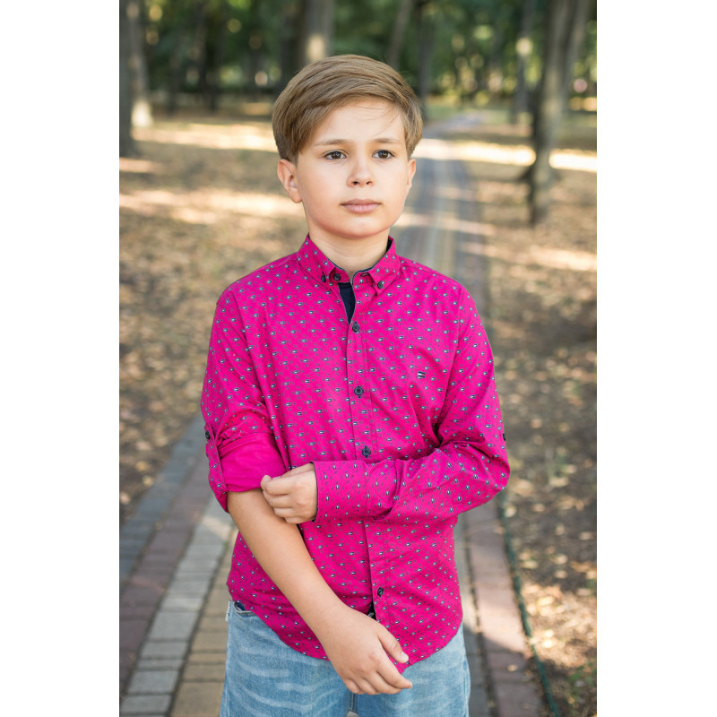 Подростковая рубашка Bold для мальчика 8–16 лет, хлопок с эластаном,Коралловый 134