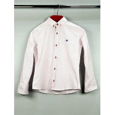 Рубашка BOLD с длинным рукавом белая принт арт.098, Белый, 134