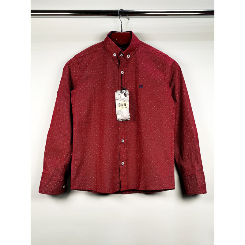 Подростковая рубашка Bold для мальчика 8–16 лет, хлопок с эластаном, Бордовий 158