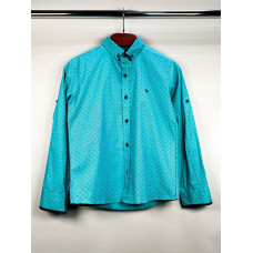 Рубашка для мальчика Bold с длинным рукавом трансформер, хлопок, Бирюзовый 164