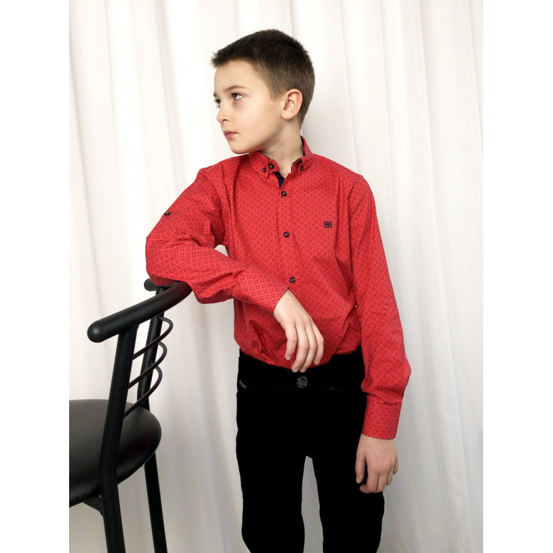 Рубашка для мальчика Bold с длинным рукавом трансформер, хлопок, Красный 140