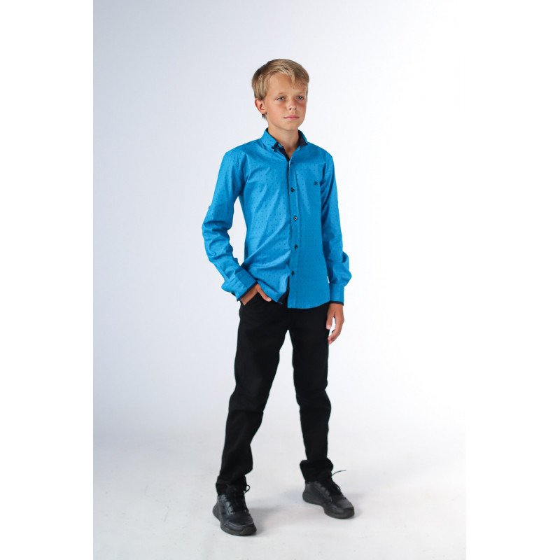 Рубашка для мальчика Bold с длинным рукавом трансформер, хлопок, Голубой, 134