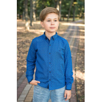 Рубашка для мальчика Bold с длинным рукавом трансформер, хлопок, Синий, 164