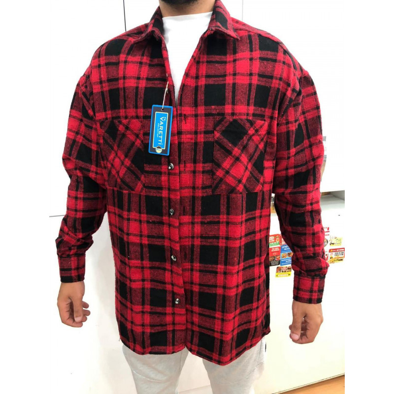 Рубашка теплая мужская VARETTI Оверсайз , M, Серый