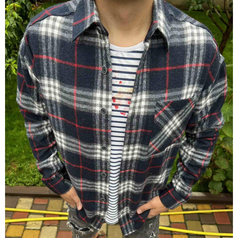 Рубашка теплая мужская VARETTI Оверсайз , M, Бордовый