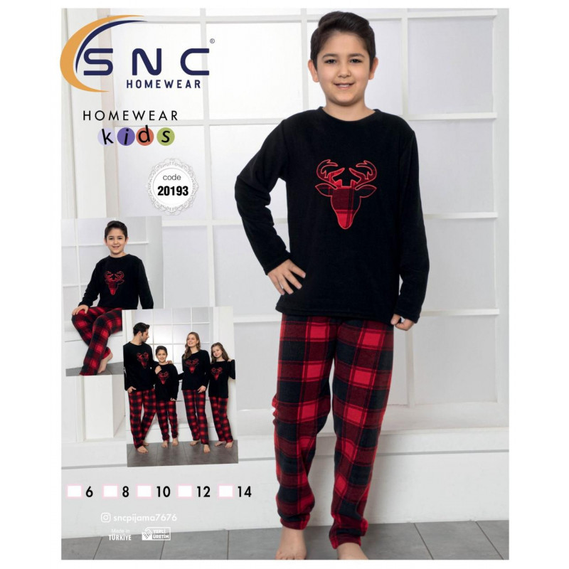 Пижама теплая SNC для мальчика 4-12 лет флис арт.1023, Цвет Черный, Размер  одежды подросток (по росту) 116