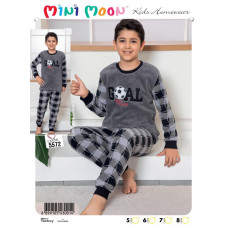 Пижама теплая MINIMOON для мальчика 4-8 лет флис арт.1028, Цвет Серый, Размер  одежды подросток (по росту) 116