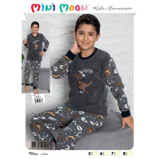 Пижама теплая MINIMOON для мальчика 4-8 лет флис арт.1029, Цвет Серый, Размер  одежды подросток (по росту) 116