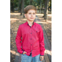 Рубашка для мальчика Bold с длинным рукавом трансформер, хлопок, Красный 134