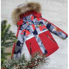 Куртка зимняя для мальчика 3-7 лет ZLNS  арт.1051, Цвет Красный, Размер детской одежды (по росту) 98