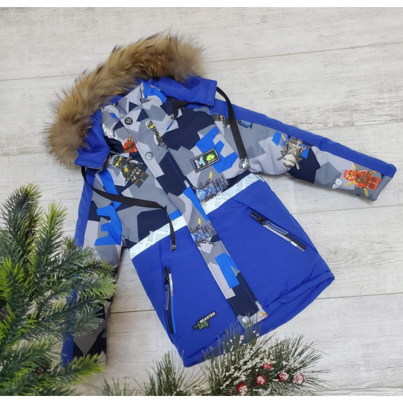 Куртка зимняя для мальчика 3-7 лет ZLNS  арт.1051, Цвет Синий, Размер детской одежды (по росту) 98