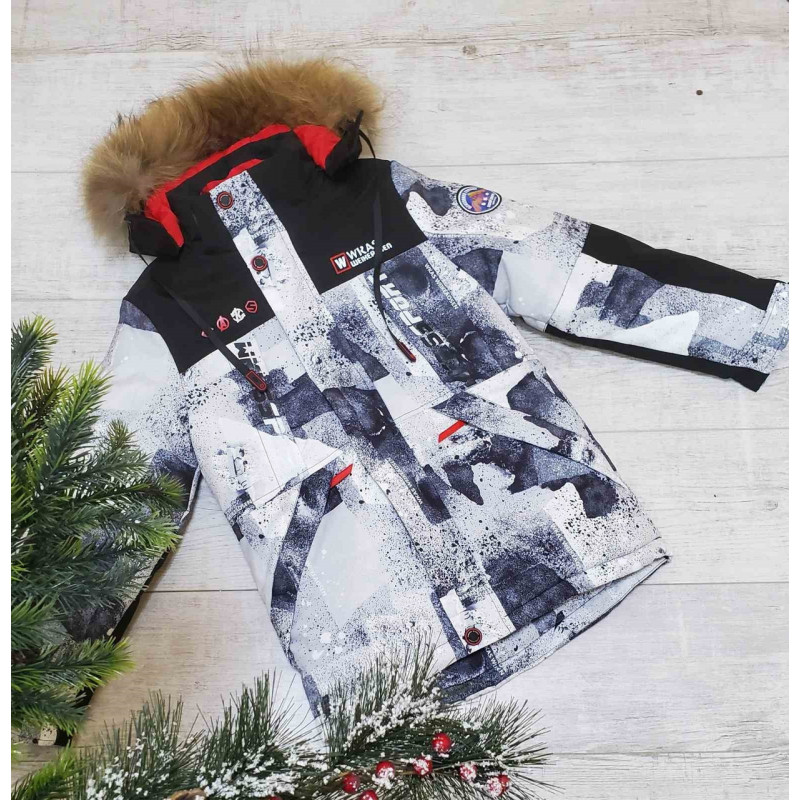 Куртка зимова для хлопчика 9-13 років WKAS арт.1121, Чорний, 158