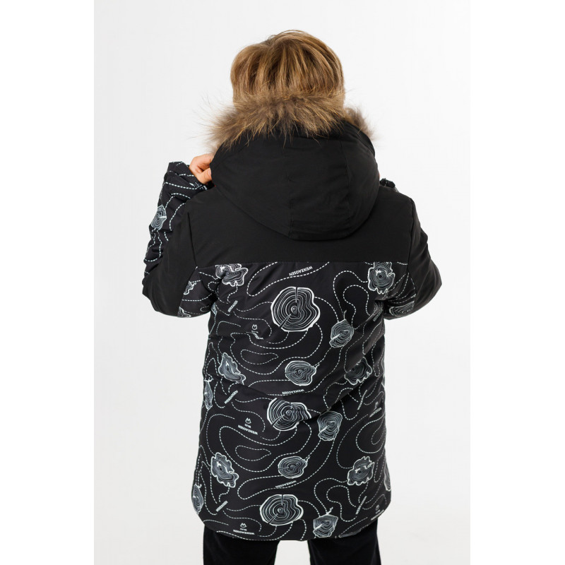 Куртка зимняя для мальчика 9-13 лет WKAS  , Черно-белый с красным, 134