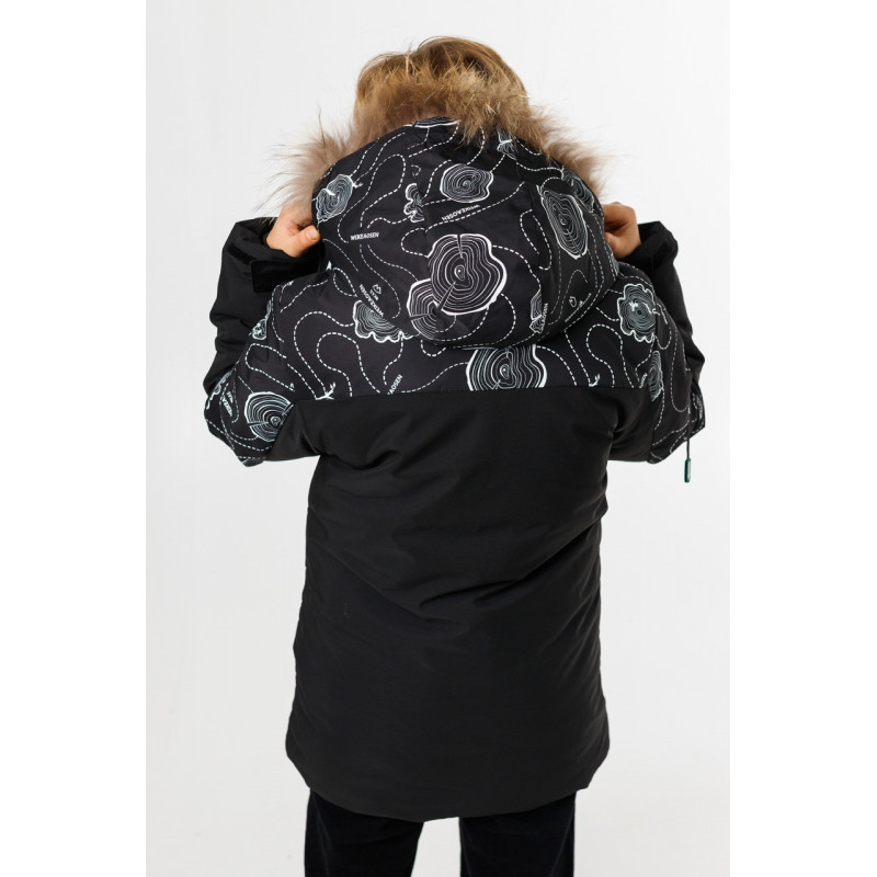 Куртка зимняя для мальчика 9-13 лет WKAS  , Черный с бирюзовым, 134