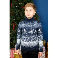 Свитер для мальчика 7-15 лет FIVE теплый с хомутом , Синий,  134