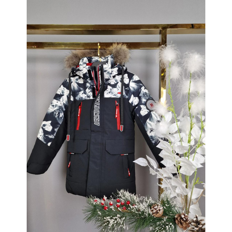 Куртка зимова довга WKAS для хлопчика 5-10 років арт.1133, Зелений, 110