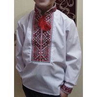 Вышиванка для мальчика 1–5 лет, Козачек ,хлопковая ткань, 86, Белый с красным