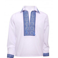 Вышиванка с длинным рукавом 6-12 лет арт.1359, 122, Голубой