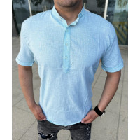Рубашка ЛЕН мужская ARMA  M-XXL , L, Бирюзовый