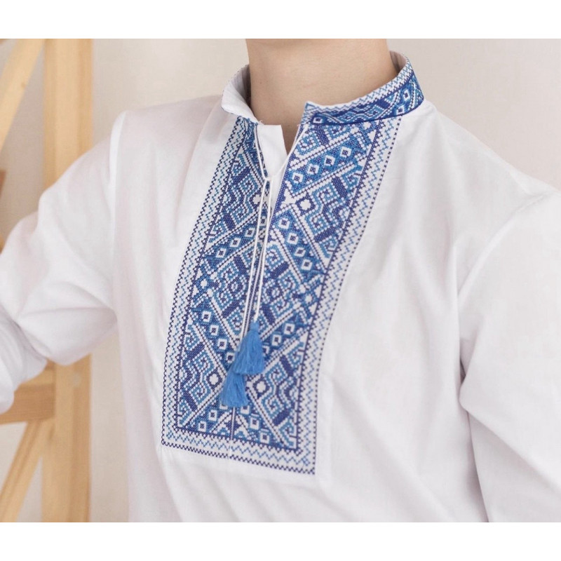 Подростковая вышиванка для мальчика 12–17 лет батист хлопок с воротником-стойкой,164,  Белый с красным