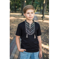 Детская футболка-вышиванка для мальчика 3–15 лет Kosar, 100% хлопок,короткий рукав 98, Черный