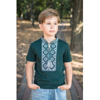 Вышиванка  Kosar для мальчика 2-16 лет с коротким рукавом , 146, Изумрудный