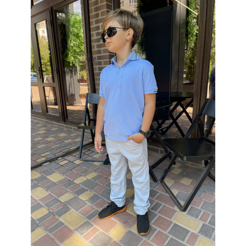 Футболка поло Blueland для мальчика 5-9 лет арт.1504, Размер детской одежды (по росту) 134, Цвет Синий