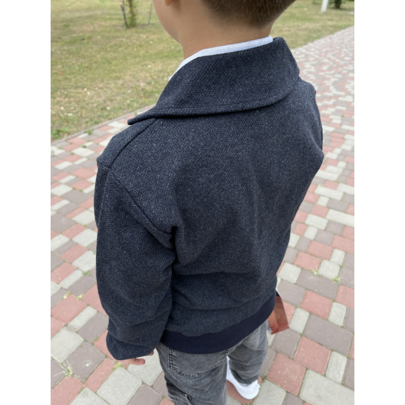 Пиджак трикотажный для мальчика Blueland 8-14 лет школьный кардиган на кнопках демисезонный,Серый,   140