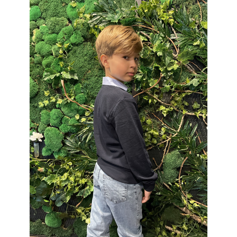 Рубашка обманка Blueland для мальчика 9-16 лет арт.1515, Синий,  140