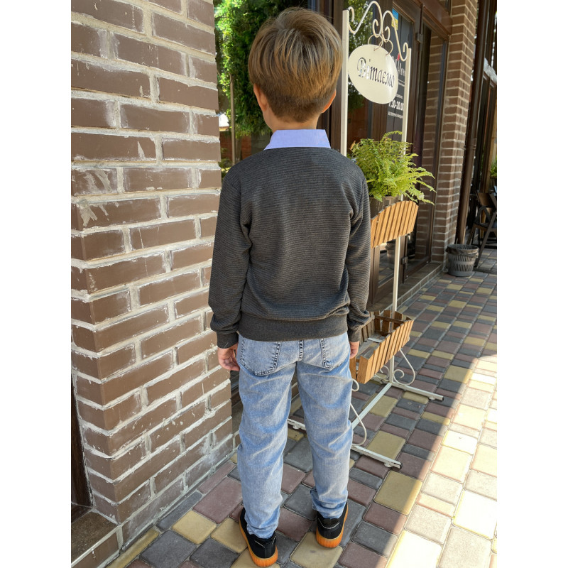 Рубашка обманка Blueland для мальчика 9-16 лет арт.1515, Синий,  140