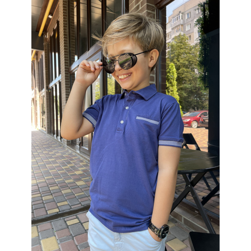 Футболка поло Blueland для мальчика 5-9 лет , 116, Джинс