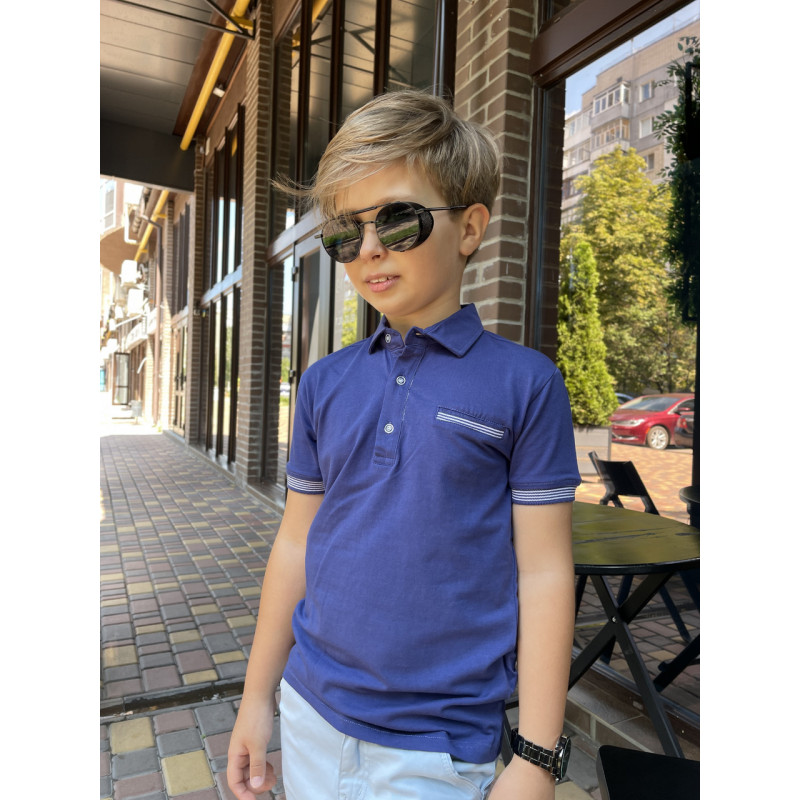 Футболка поло Blueland для мальчика 5-9 лет , 116, Джинс