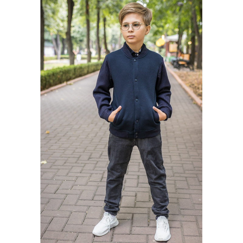 Бомбер  теплый Blueland для мальчика 6-9 лет , 122,  Синий