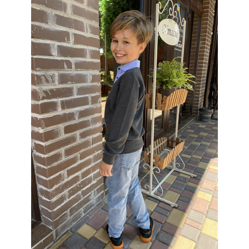 Рубашка обманка Blueland для мальчика 6-9 лет , 116, Серый