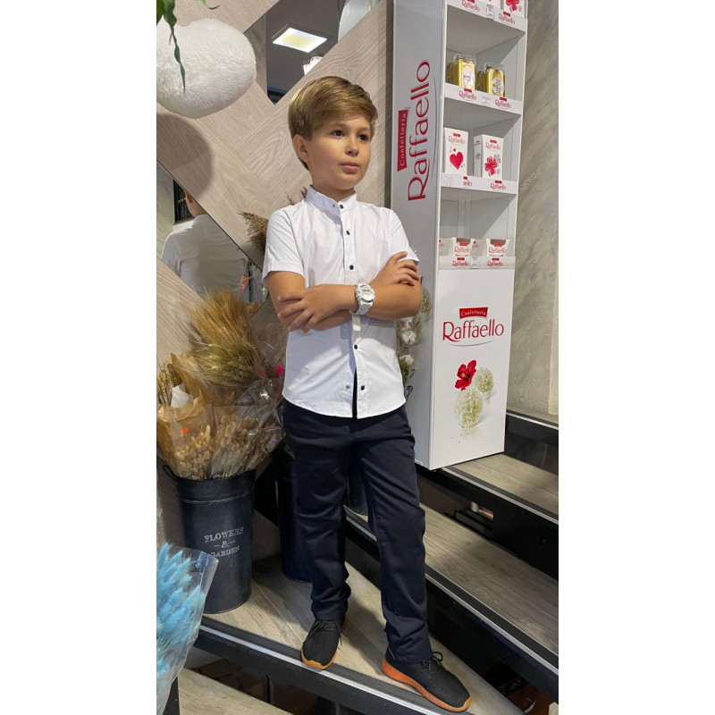 Рубашка Varetti для мальчика 6-16 лет стойка, 116, Белый