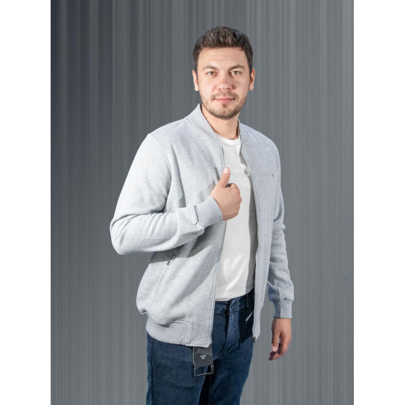 Бомбер Red Down батник теплый мужской на молнии , XL, Серый