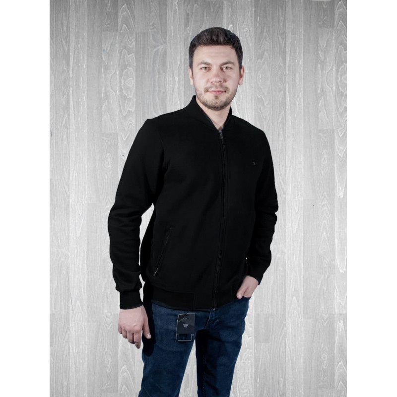 Бомбер Gaballi теплый мужской на молнии 2XL-5XL большие размеры , Черный, XXL