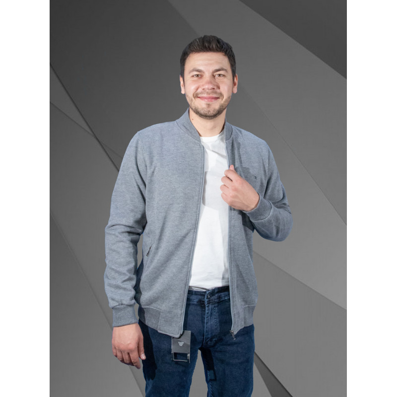 Бомбер Gaballi теплый мужской на молнии 2XL-5XL большие размеры , Серый, XXXL