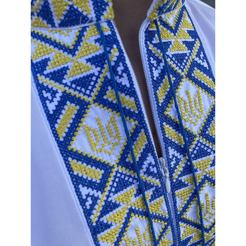 Вышиванка Герб  для мальчика 3-9 лет с длинным рукавом , 98, Голубой